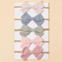 Hair Accessories 5Pcs/Set Solid Color Kids Headwear Elastic Bands For Baby Cute Cotton Bowknot Headband Infant Girls