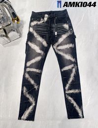 Amirs designer Jeans da uomo jeans viola ksubi jeans High Street Hole Star Patch Jeans da donna con ricamo stella Amirs da donna pantaloni slim fit elasticizzati veri jeans