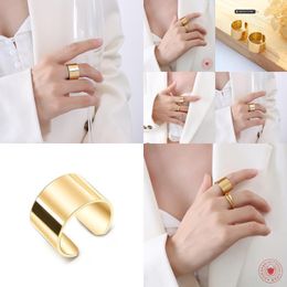 Band Rings Autumn And Winter Open Ring Titanium Steel Plated 18K Real Gold Design Sense Hand Jewellery A006 Drop Delivery Otlht
