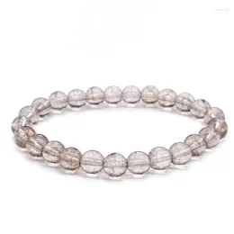 Link Bracelets 8mm Transparent Grey White Snow Cracked Crystal Natural Stone Bracelet Women Men Yoga India Buddha Power Jewellery Gift