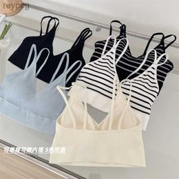 Bras Waist Tummy Shaper Womens Cotton Bra Tube Tops Sexy Striped Top Fashion Push Up Bra Girls Outdoor Summer Top Female Sports Tank Up Sexy Lingerie YQ240203