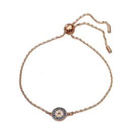 Swarovskis Bracelet Designer Women Original Quality Charm Bracelets Round Devils Eye Pulling Bracelet Female Element Crystal Bracelet