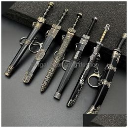 Keychains & Lanyards Keychains Creative Chinese Ancient Sword Pendant Keychain Vintage Alloy Keyrings For Women Men Trendy Keyring Ho Dh2P5