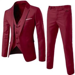 Jodimitty Wedding Suits For Men Elegant Blazers Set 3 Pieces Luxury Business Formal Vest Pants Full Coats Jackets 240125