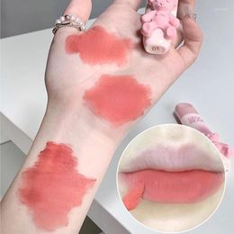 Lip Gloss Waterproof Matte Nude Cute Bear Velvet Liquid Lipstick Lasting Non Sticky Cup Red Sexy Glaze Tint Makeup 6 Colors