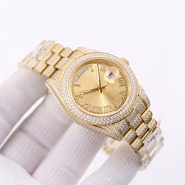 Designer Mens Watches Automatic Movement Gold Diamond Watch Day Date Water proof Clock1821