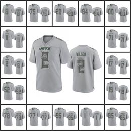 New York''Jets''Men #17 Garrett Wilson 8 Aaron Rodgers 11 Denzel Mims 77 Mekhi Becton Women Youth''NFL Gray Custom Atmosphere Fashion Game Jersey