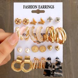 Dangle Earrings Acrylic Leopard Set Of 6 Fashion Geometric Gold Color Butterfly Heart For Women Vintage Jewelry