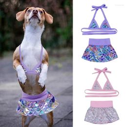 Dog Apparel Sexy Bra Skirt For Small Dogs Adjustable Strap Bikini Set Mermaid Designer Beach Dress Summer Clothes