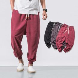 Autumn/winter Mens Color Loose Fitting Cotton and Linen Lantern Pants Casual
