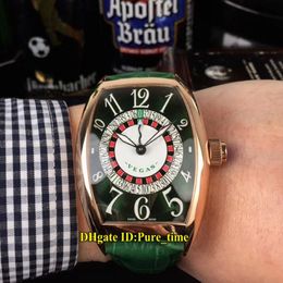 Cheap New 8880 Vegas Casino Russian Turntable Green White Dial Automatic Mens Watch Rose Gold Case Green Leather Strap Gents Watch289S