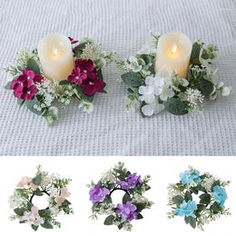 Decorative Flowers 25cm Artificial Flower Wreath Fake Hydrangea Garland Candlestick Silk For Candle Holder Wedding Home Party Table