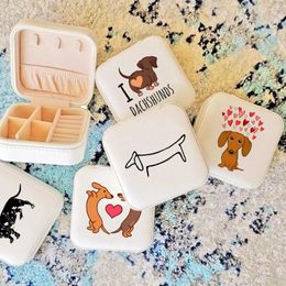 Party Favour I Love Dachshunds Print Jewellery Box Women Jewellery Case Travel Necklace Earring Holder Ring Storage Display Dog Lovers Gift