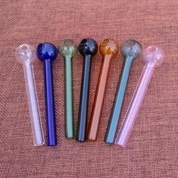 Factory Wholesale Colored Pyrex Glass Oil Burner Pipe Mini Glass Hand Pipes Colorful Pyrex Oil Burner Smorking Accessories For Oil Dab ZZ
