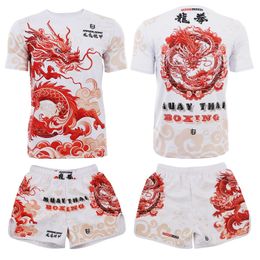 Jujutsu Muay Thai Fighting Club Sportswear Children's Adult Short Sleeve Training Shorts MMA Fitness Boxing Dragon Year Set