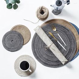 Table Mats 6/12pc Round Ramie Insulation Pad Solid Placemats Linen Non Slip Home Kitchen Accessories Decoration