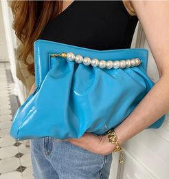 Fashion Folds women Clutches Pearl chain design Lady Handbag Python Banquet Envelope Evening Bag Ladies Clutch Purses bolsas 240130