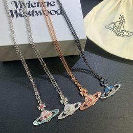 Planet Necklace Designer Necklace for Woman VivienenWestwoods Luxury Jewellery Viviane Westwood Necklace Empress Dowager Xis Flat Coloured Diamond Saturn Necklace