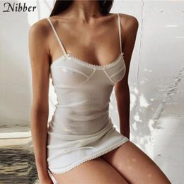 Casual Dresses Nibber Sexy Lace White See-through Mini Women 2024 Summer Party Night Elegant Bow Bodycon Short Dress Stretch Slim Mujer