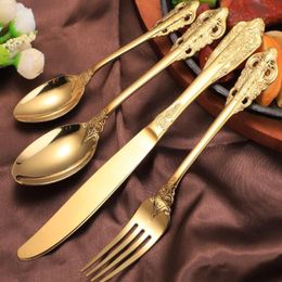 304 Stainless Steel Flatware Set Black Dinnerware Set Cutlery Tableware Silverware Western Fork Knife Drop 155R