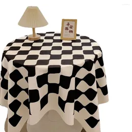 Table Cloth Checkerboard Chequered Round Nordic Style Light Luxury High-end Sense Dining Fabric Tea U5Y749