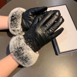 Designer Gloves Leather CH Glove Ladies Sheepskin Rabbit Fur Winter Mitten For Women Official Replica Counter Quality European Size T0P Perfect Gift