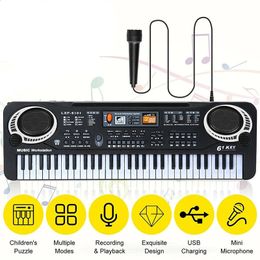 61 Keys Kids Electronic Keyboard Piano With Microphone Musical Instrument USB Digital Electric Organ Gifts Toys for children 240131