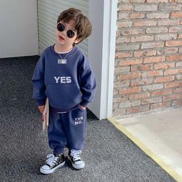 Clothing Sets Children's Autumn Set 2024 Handsome Baby Girls Sport Boy Letter Print Sweatshirt Pants Two-Piece Trend