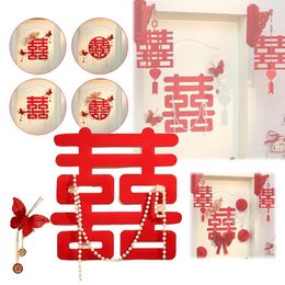 Party Decoration 1 Set Chinese Wedding Valentine's Day Wall Decor Double Happiness Couplets Bride Groom Sticker Living Room Background