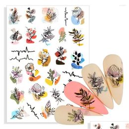 Stickers Decals Nail Adhesive Decal And Sticker Flower Leaf Tree Green Simple Summer Diy Slider For Manicure Art Decora Drop Delivery Otiyj