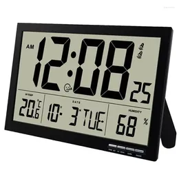 Wall Clocks Clock Digital With Temperature And Humidity Day Of The Week Radio Easy To Read Alarm