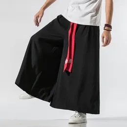 Men's Pants 2024 Men Wide Leg Cotton Linen Joggers Retro Loose Casual Trousers Fashion Man Chinese Style Tang Suit