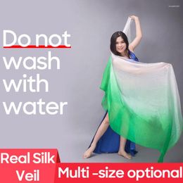 Stage Wear Customized Natural Silk Belly Dance Accessories Hand Dyed Gradient Color Shawl Real Veil Fabric
