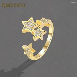 Cluster Rings QMCOCO Silver Color Stars Open Irregular Women Girls Fashion Sweet Jewelry Gifts Party Girlfriends