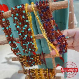 Necklaces 2023 Fashion Luxury Natural Teething Ambers Necklace/Bracelet For Baby With Natural Stone Handmade Amber Beads High End Jewelry