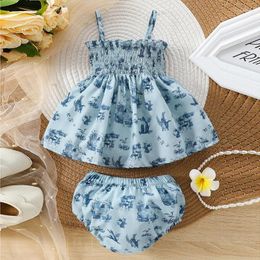Clothing Sets Baby Girls Shorts Set Animal Print Spaghetti Straps Pleated Camisole With Elastic Waist Summer Outfit