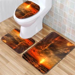 Bath Mats Thregost 3pcs Carpet Set Bathroom 3D Printing Non-Slip Mat Washroom Kitchen Doormats Decor Toilet Seat Cover Rug