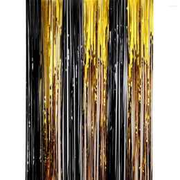 Party Decoration 1X2 Meter Black Gold Backdrop Curtains Metallic Tinsel Foil Fringe For Bachelorette Po Wedding Decor