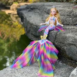 45 Cm Bjd Doll 13 Joint Movable 16 Wedding Mermaid 3D Eye Clothes Detachable Dressup Toy Girl kid Birthday Gift 240122