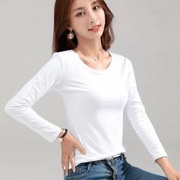 MRMT Brand Women's T-shirt Slim Pure Cotton 95% Women T-shirt Long-sleeved for Female Thin White Tops Woman Tees Shirt 240125