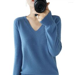 Women's Blouses Womens Sweaters Spring Autumn V-neck Knitted Pullovers Loose Bottoming Shirt Cashmere Fashion Jumper Solid Pink Sweater