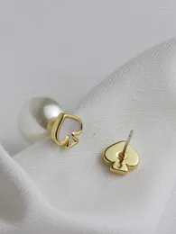 Stud Earrings European And American Style Exquisite Peach Heart-Shaped Mother-Of-Pearl Pearl Ear Plugs Love Jewellery