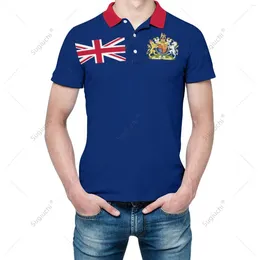 Men's Polos Unisex Polo Shirt United Kingdom Flag UK Great Britain 3D Print Man Fashion Clothing Tracksuits Short Sleeves