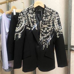 Brand famous Luxury Shiny Rhinestones 5000 needles handmade blazers Party amazing Elegant Suit blazer Jackets drop 240202