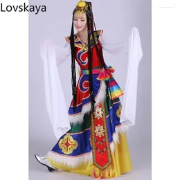 Stage Wear Female Tibetan Dance Costume Sleeves Dress