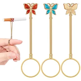 Cluster Rings 2024 Creative Painting Oil Butterfly Smoking Ring Male And Female Personality Cigarette Holder