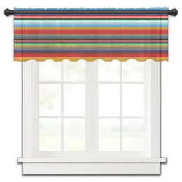 Curtain Colorful Mexican Stripes Bedroom Voile Short Window Chiffon Curtains For Kitchen Home Decor Small Tulle Drapes