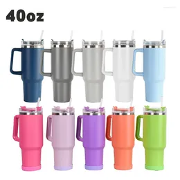 Water Bottles 40ozInsulation Cup With Handle Straw Stainless Steel Vacuum Mug Tumbler Termos Leak Proof Travel Coffee Car Bottle