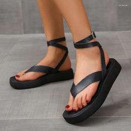 Sandals 2024 Summer Thick-soled Women's Platform Slip-toe Ankle Cross Buckle Sports Women Beach Shoes