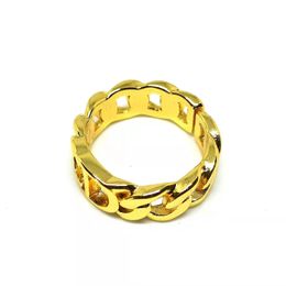 Megin Yellow Gold Filled Ins English Letter Di C Vintage Boho Bague Chain Rings for Men Women Wedding Couple Friend Gift Jewelry 240119